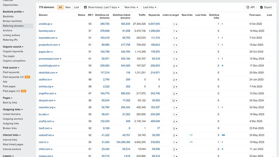 Cek Backlink Website di Menu Referring Domain Ahrefs
