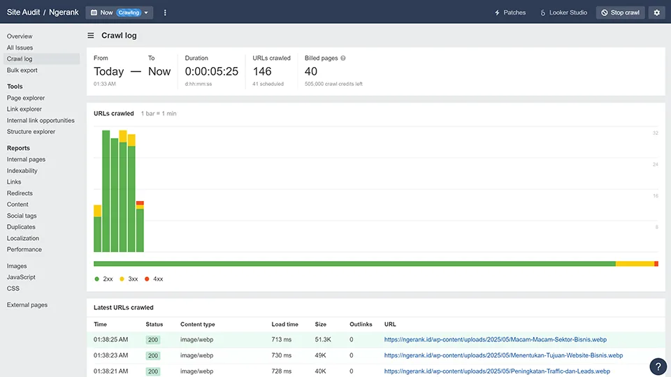Proses Crawl dan Audit Website SEO di Ahrefs