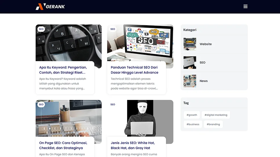 Tampilan Halaman Blog Ngerank Sebagai Contoh Artikel SEO Friendly
