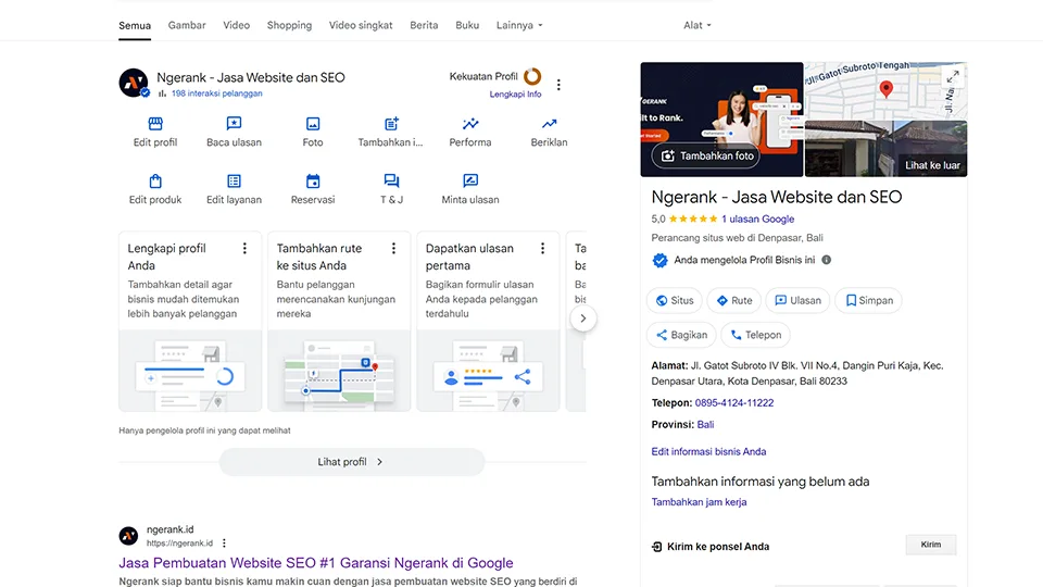 Google Business Profile Ngerank Sebagai Contoh Cara Optimasi SEO Lokal